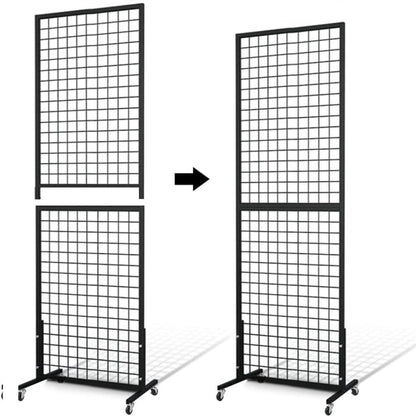 NectaCol Grid Wall Panels, 2 Packs 2'x 6' Gridwall Panels Tower with T-Base, Black Wire Grid Wall Display Rack, Craft Show Display Rack, Art Gridwall Display Stand