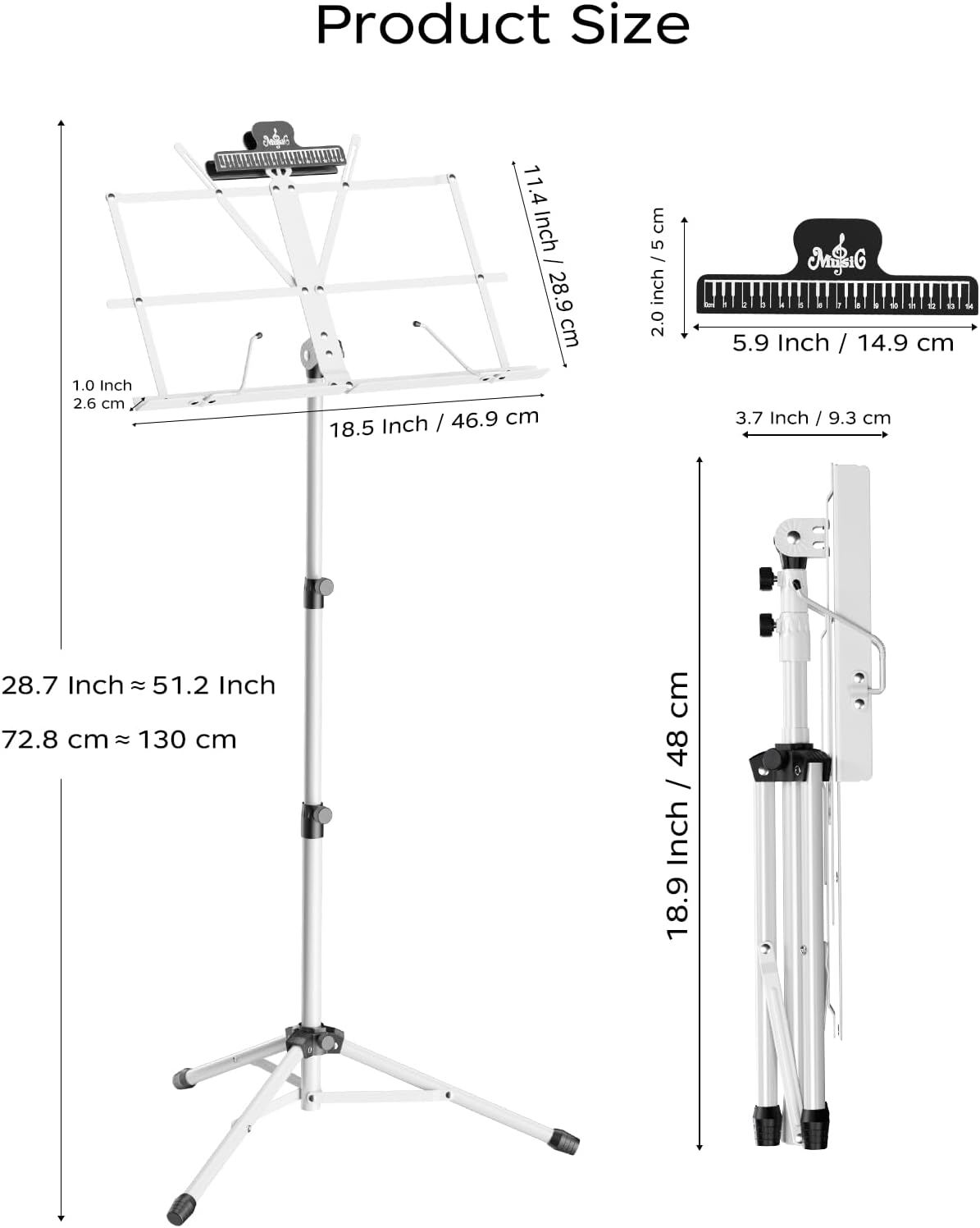 K KASONIC Music Stand, 2 in 1 Dual-Use Folding Sheet Music Stand & Desktop Book Stand, Portable Lightweight with Music Sheet Clip Holder Carrying Bag