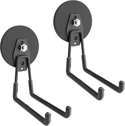 Heavy Duty Magnetic Hooks, Super Strong Garage Magnet Hooks, Magnetic Cable/Tool Holder with Anti-Slip Coating for Horse Trailer, Indoor & Outdoor Hanging Strong Black Magnetic Hook(4Pack)