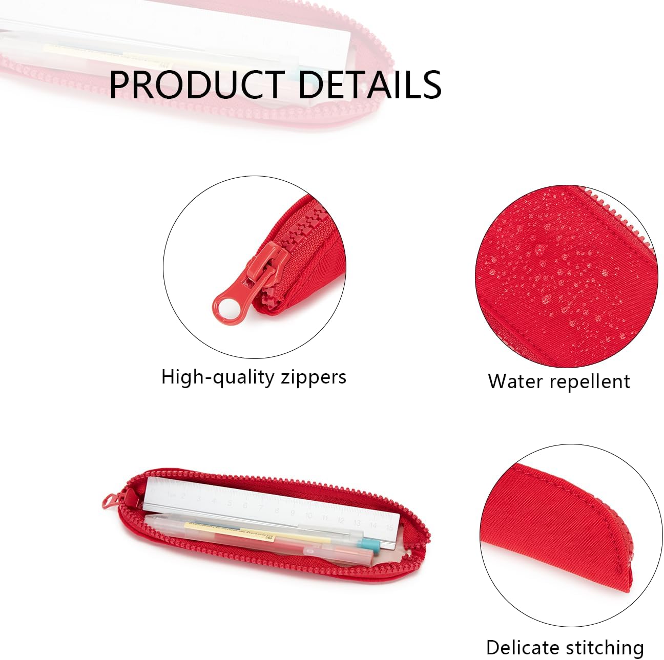 Pencil Case Durable Pencil Pouch for Pens School Featuring Oxford Lap Design (Khaki,Oxford)