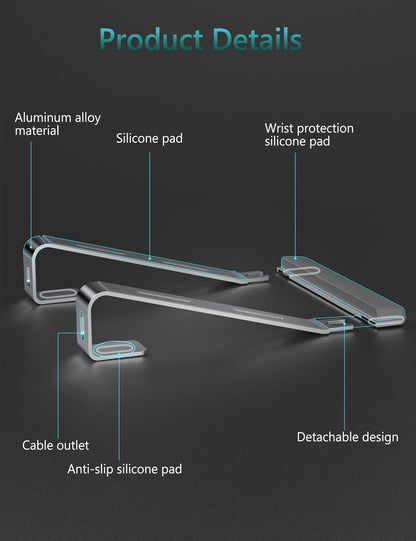 JCZT Clear Acrylic Laptop Stand for Desk, with Wrist Rest, Ergonomic Detachable Mount Compatible with 10-17'' All Laptops Such as MacBook Air Pro/HP/Dell/Lenovo