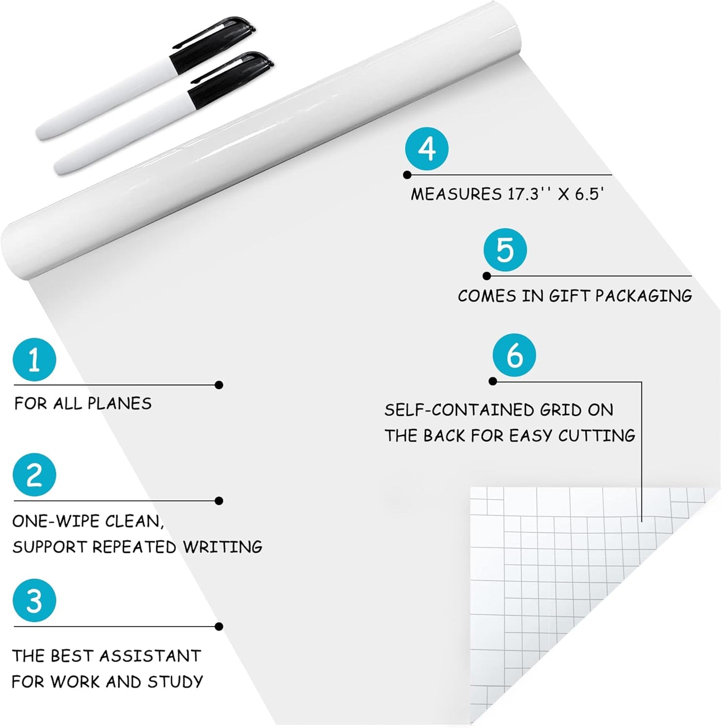 Dry Erase Board Sticker- Whiteboard Stickers-8.27''x11.69'' Removable Dry Erase Sheets- Fridge Dry Erase Paper for Wall/Desk/Refrigerator/Door/Locker/Home/Office/Classroom (White-2Pcs)