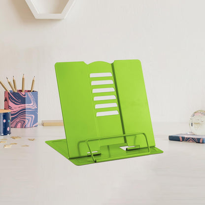 MSDADA Small Desk Book Stand Metal Reading Rest Book Holder Adjustable Cookbook Documents Holder Portable Sturdy Bookstands for Recipes Textbooks Tablet Music Books(Black)