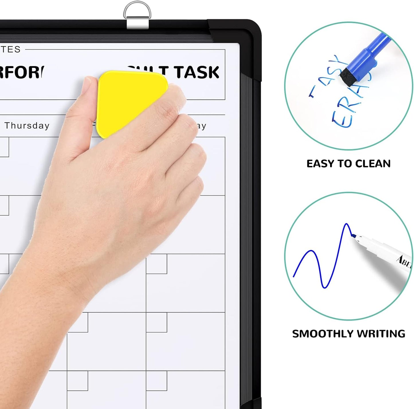 Small Weekly Calendar Dry Erase Whiteboard for Wall, 16" x 12" Magnetic Dry Erase Board, Hanging Double-Sided White Board, Portable Board for List, Kitchen, Planning, Memo, Home, Office