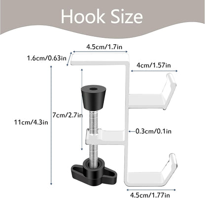 Desktop Hook Under-Table Handbag Hanger Wallet Hook Simple for Holiday Decoration Desktop Backpack Rack Headphone Hanger 2-Piece Pack Double Hook (Black)