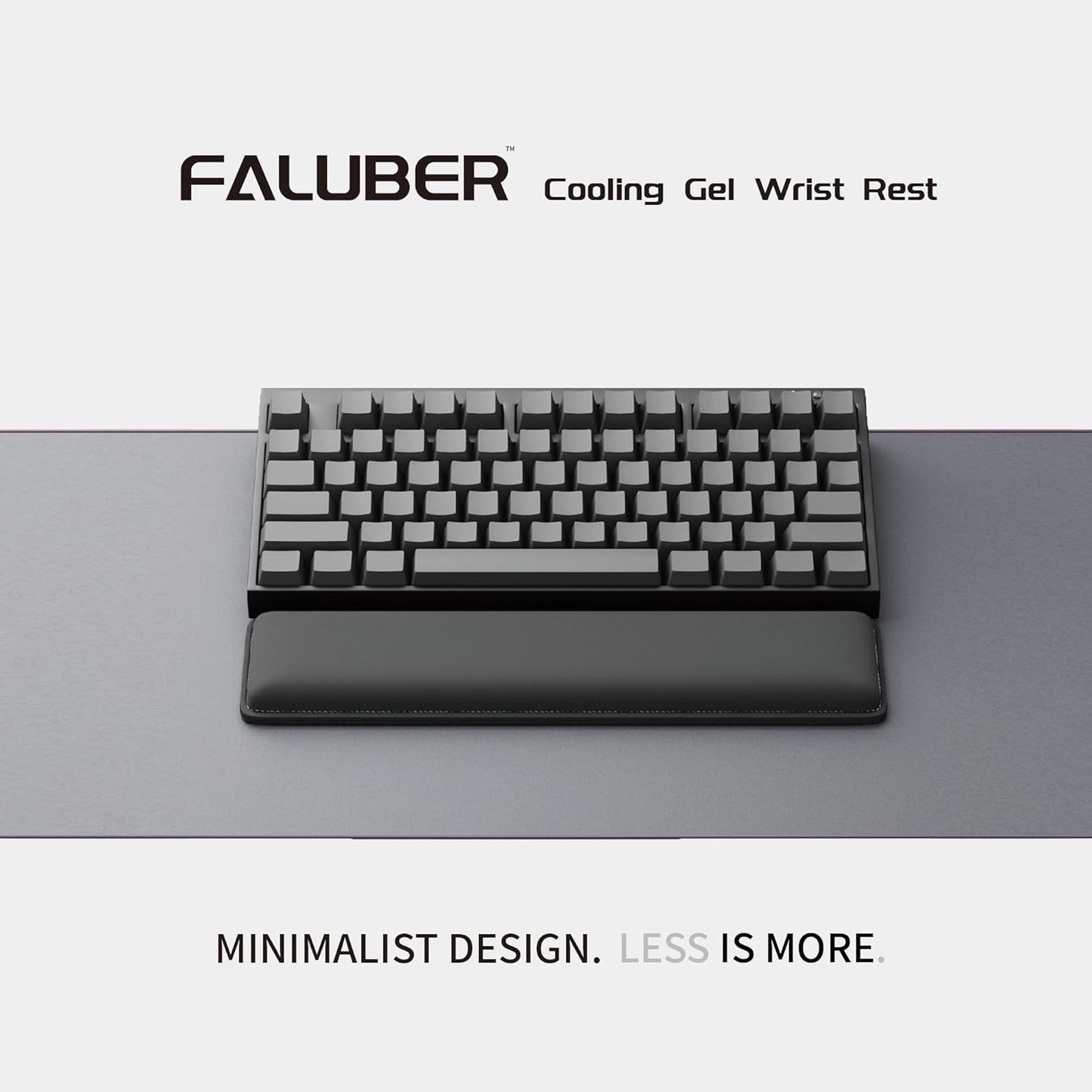 Faluber Cooling Gel Wrist Rest, 17.3-inch Length for Full-Sized Keyboard, Memory Foam Palm Rest with Non-Slip Footpad, Ergonomic Design, Stain Resistant, PC Accessory Gaming Gear (Large-Full Size)