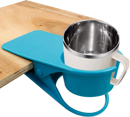 Jiozermi Drinking Cup Holder Clip, Desk Drink Holder Clip Adirondack Chair Cup Holder with Clip Cup Clip Holder for Water Drink Beverage Soda Coffee Mug(Blue)