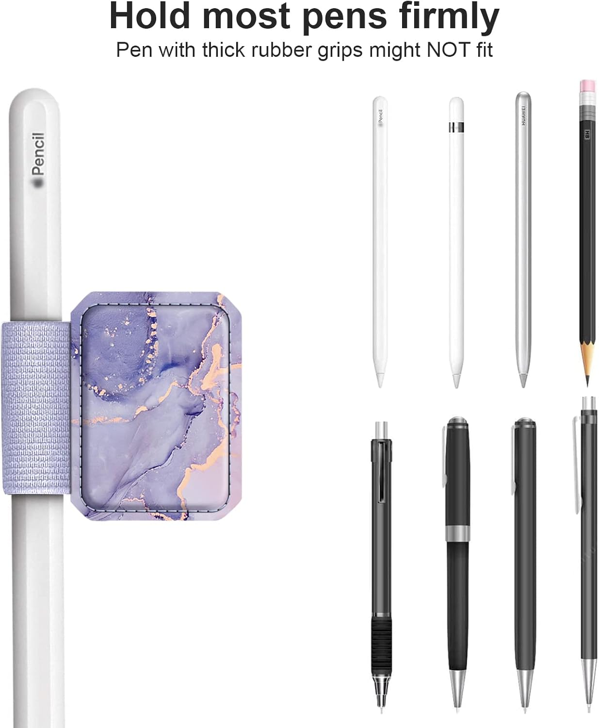Fintie 4 Pack Pen Loop Holder for Apple Pencil Pro, Apple Pencil (USB-C / 1st / 2nd Generation) and Stylus Pens, Elastic Adhesive Leather Sleeve Attached to Cases, Black