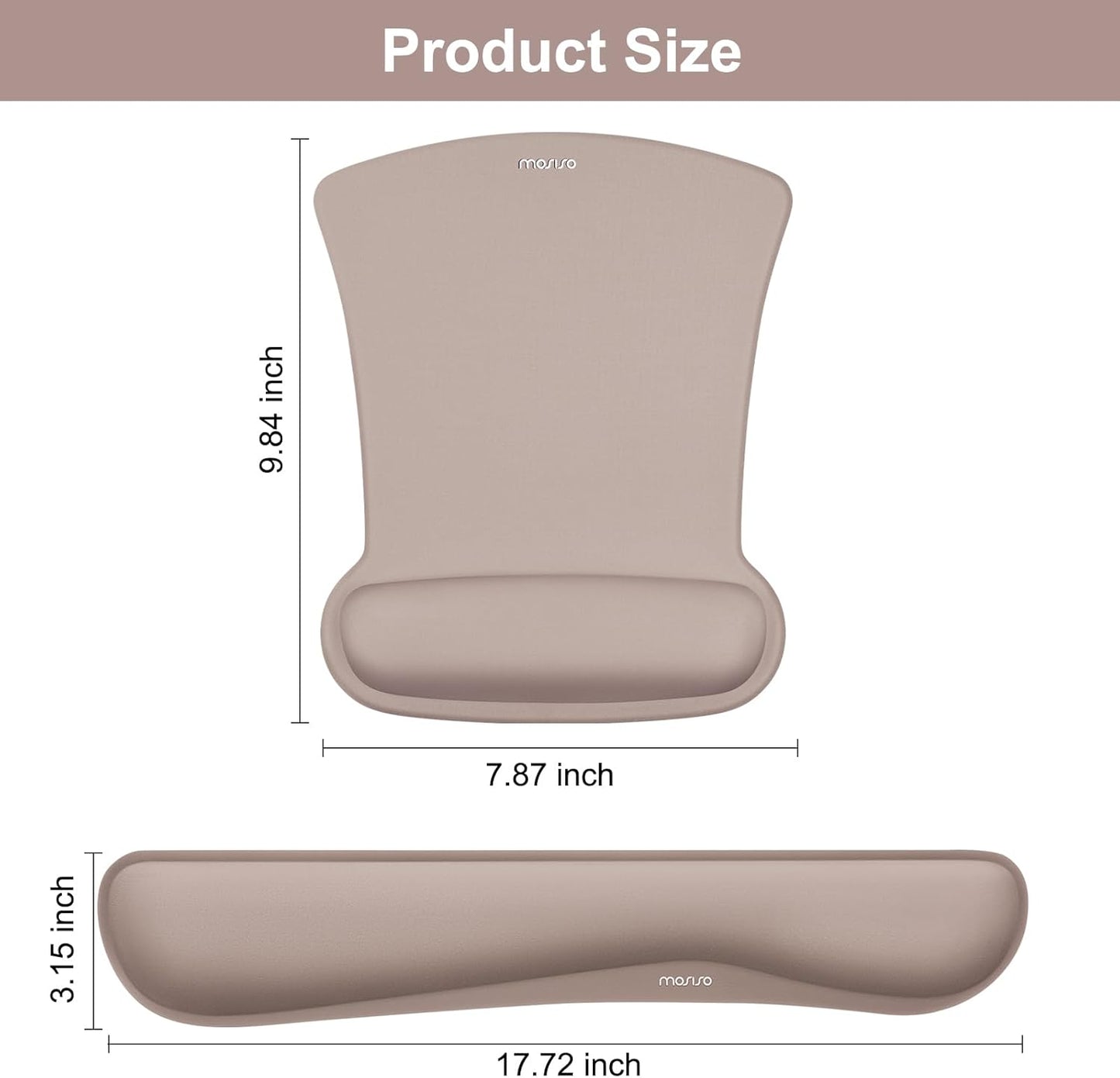 MOSISO Wrist Rest Support for Mouse Pad & Keyboard Set, Ergonomic Mousepad Non-Slip Base Home/Office Pain Relief & Easy Typing Cushion with Neoprene Cloth & Raised Memory Foam, Black
