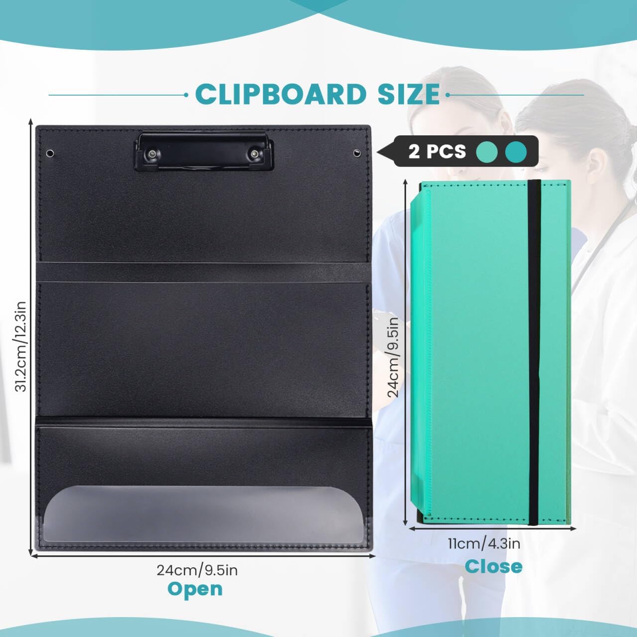 Portable Foldable Nursing Clipboard, Folding Metal Clipboard Pocket Size, Whitecoat Clipboard Nurse Edition Trifold, Occupational Therapy Clipboard for Doctors（Pink）