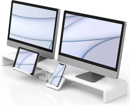 Klearlook Computer Monitor Stand for Desk, Adjustable Foldable Monitor Riser with Storage Drawer & Tablet Phone Holder for Office, Home, Laptop, Desktop (Black)