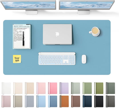 YSAGi Large Extended PU Leather Desk Pad Protector – Non-Slip Waterproof Desk Mat for Office & Home, Easy Clean Mouse Pad & Laptop Writing Blotter 35.4"x17" Black - Colors B