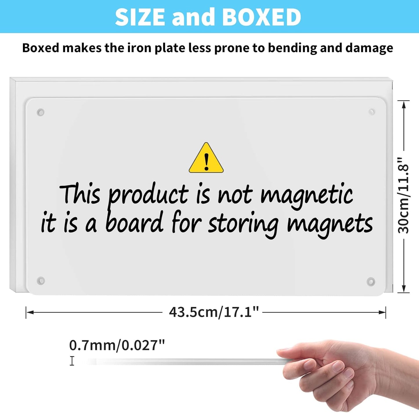 17.7" x 11.8" 2 Pack Metal Magnetic Board - Magnet Bulletin Board to Display Magnetic Letters Numbers Animal, Poetry, Spice Jars, Notes, Photos, Suitable for Wall, Refrigerator, Cubicle, Cabinet