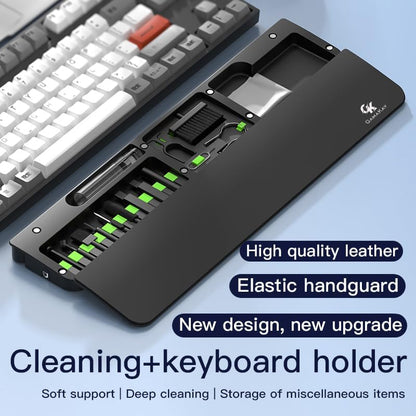 GK GAMAKAY 14.17'' Keyboard Wrist Rest Pad with Cleaning Tool Kit, ABS & Leather Hand Wrist Rest for 85% Mechanical Keyboard, Non-Slip Palm Pad for Comfortable Typing and Playing (White-85%)