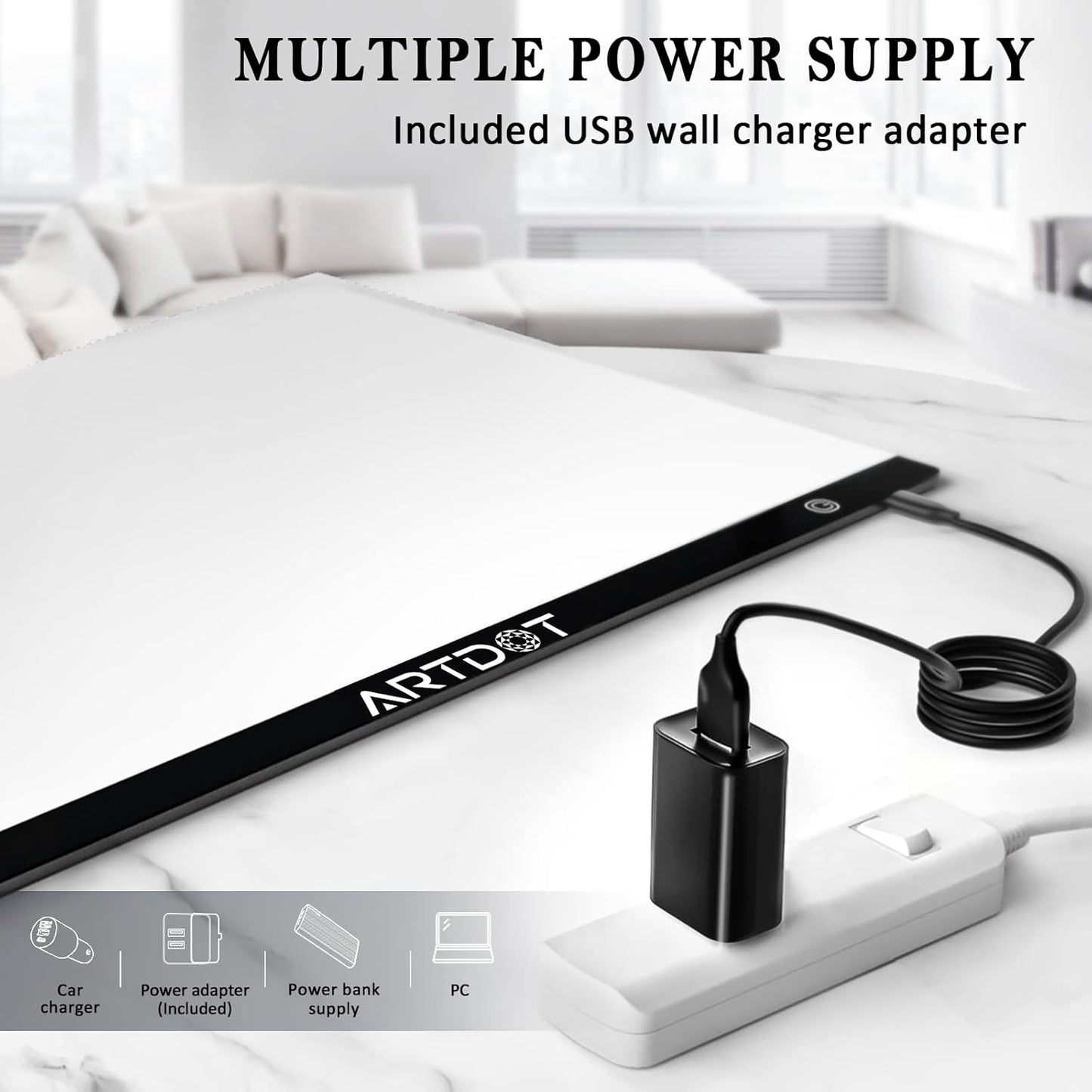 ARTDOT A3 LED Light Pad for Diamond Art Kits for Adults, USB Powered Light Board Kit, Adjustable Brightness with Diamond Painting Tools Detachable Stand and Clips