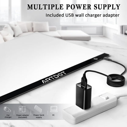 ARTDOT A3 LED Light Pad for Diamond Art Kits for Adults, USB Powered Light Board Kit, Adjustable Brightness with Diamond Painting Tools Detachable Stand and Clips