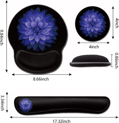 Mouse Pad with Wrist Support, Ergonomic Gel Mouse Pad Beautiful Flowers,Pink Hyacinths on Wood Panel，Non-Slip Durable, Memory Foam Keyboard Wrist Rest, Suitable for Office Typing Games