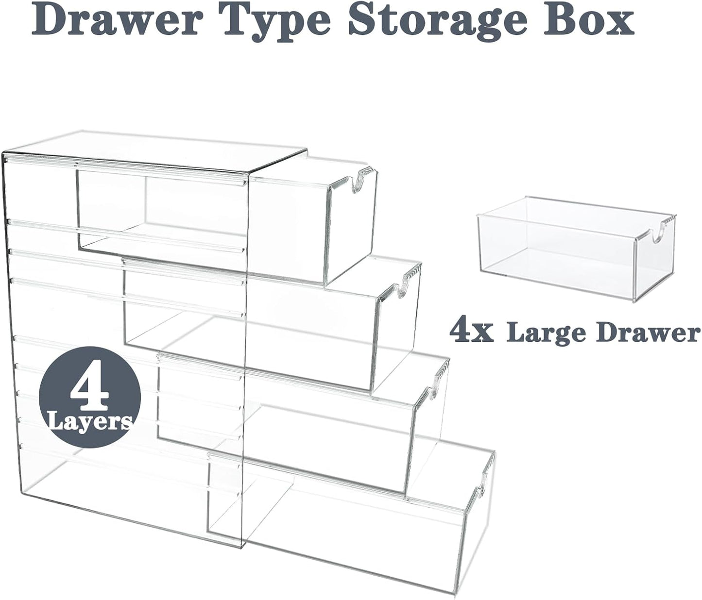 Clear Hair Accessories Organizer Box with 6 Layers, Acrylic Stackable Storage Drawers for Hair Ties, Claw Clips, Bow Holder for Girls, Vanity Makeup Organizer, Bathroom or Desk Countertop Container