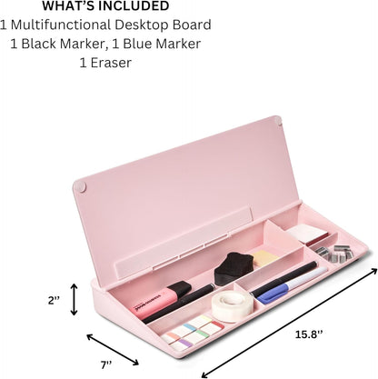 GAROOD Desktop Whiteboard with Storage Desk White Board Desk Board Glass White Board with Stand Home Office Organizer Phone Holder 15.8X7X2 inches
