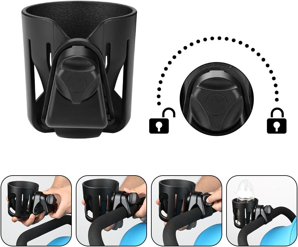 Accmor Stroller Cup Holder, Universal Cup Holder for Stroller Walker Bike, 360° Rotatable Large Caliber Designed Bottle Holder for Stroller, Bike, Wheelchair, Scooter