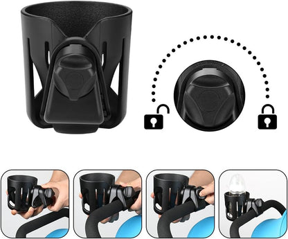 Accmor Stroller Cup Holder, Universal Cup Holder for Stroller Walker Bike, 360° Rotatable Large Caliber Designed Bottle Holder for Stroller, Bike, Wheelchair, Scooter