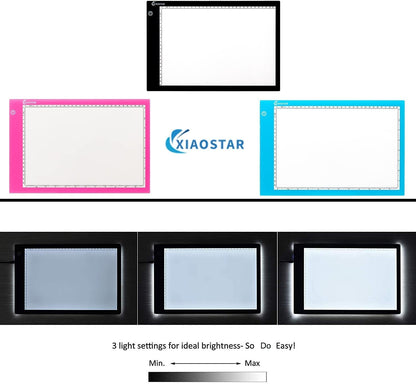 XIAOSTAR Light Box Drawing Pad A5, Tracing Board with Micro USB Cord Charge Cable and Brightness Adjustable for Artists, AnimationDrawing, Sketching, Animation, X-ray Viewing (A5) Not Rechargeable