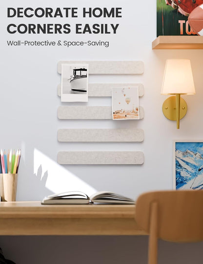 Fluxynara Cork Board Alternative Felt Strip Board 8-Pack 13"x2", Office Pin Board with 50 Push Pins, Adhesive Install for Bedroom Door & Home Office(Linen Dusk)