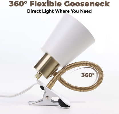 Desk lamp Eye-Caring Table Lamps, 360°Rotation Gooseneck Clip on Lamp Reading Light Portable Reading Book Light Clamp Study Desk Lamps for Bedroom and Office Home Lighting (Black)
