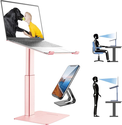 Laptop Stand for Desk, Ergonomic Sitting and Standing Laptop Riser for Notebook MacBook 11-17 Inches，DJ Laptop Stand Adjustable Height from 7-15 Inches Aluminum(Black)