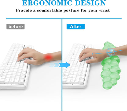 Gel Cloud Keyboard and Mouse Wrist Rest, Cute Wrist Support and Arm Support Keyboard Rest for Keyboard and Mouse Typing Pain Relief，Suitable for Office/Computer/Laptop/Gaming（White）