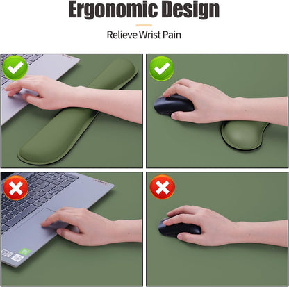Bloss Leather Desk Pad and Keyboard Wrist Rest, Large Mouse Pad + Keyboard Pad+Mouse Wrist Support, Non-Slip Desk Mat Protector for Office, Home(31.5×15.7 Inches,Beige) - Colors A