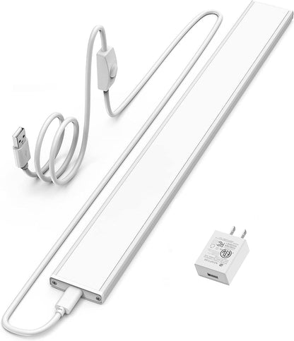 ASOKO Under Cabinet Led Lighting, 12 Inch Light Strip Bar, Daylight White 5000K Dimmable Plug in USB Light, Small Thin Led Under Counter Lighting for Kitchen/Room/Shelf/Desk/Display Case