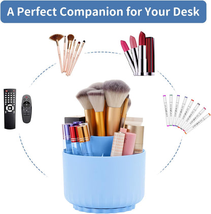Marbrasse Desk Organizer, 360-Degree Rotating Pen Pencil Holder, Desk Organizers and Accessories with 5 Compartments Pencil Organizer, Art Supply Storage Box Caddy for Office, Home(Beige)