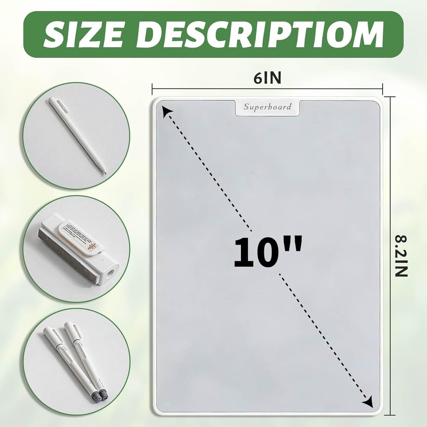UNCLE BOARD 10 inch x 6 inch Dry Erase Board, Magnetic Small White Board with 3 Magnetic Pens, Portable Student Whiteboard - Perfect for Planning, Drawing, Memos, to-Do Lists.