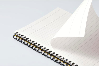 Maruman Mnemosyne Lined Notebook- Vertical A5, 5.83" x 8.27", 70 Sheets / 140 Pages, 7mm College Ruled With Center Line Journal, Perforated Pages & Wire-Bound to Lay Flat, Black, Made in Japan - Colors A