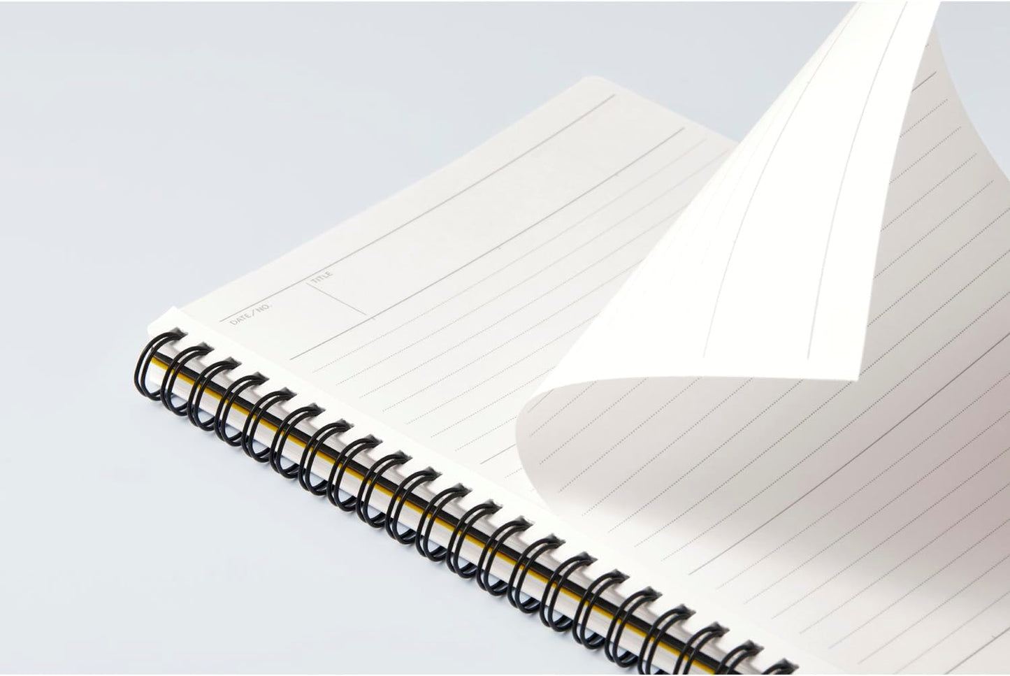 Maruman Mnemosyne Lined Notebook- Vertical A5, 5.83" x 8.27", 70 Sheets / 140 Pages, 7mm College Ruled With Center Line Journal, Perforated Pages & Wire-Bound to Lay Flat, Black, Made in Japan - Colors B