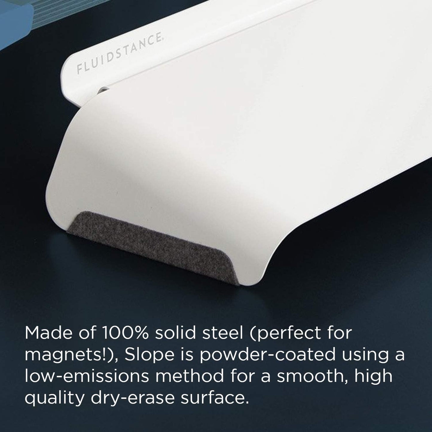FluidStance Slope Desktop Dry Erase Computer to-Do Board, Dry Erase Surface, Solid Steel with White Surface (White, Medium)