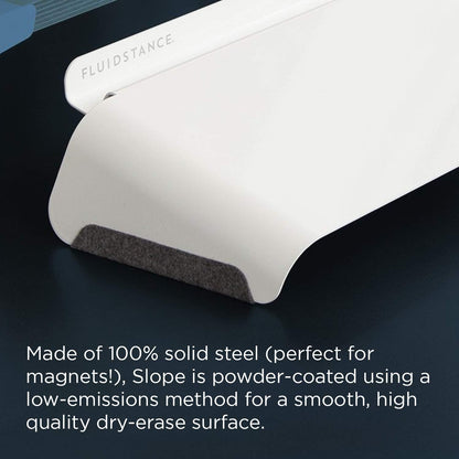 FluidStance Slope Desktop Dry Erase Computer to-Do Board, Dry Erase Surface, Solid Steel with White Surface (White, Medium)