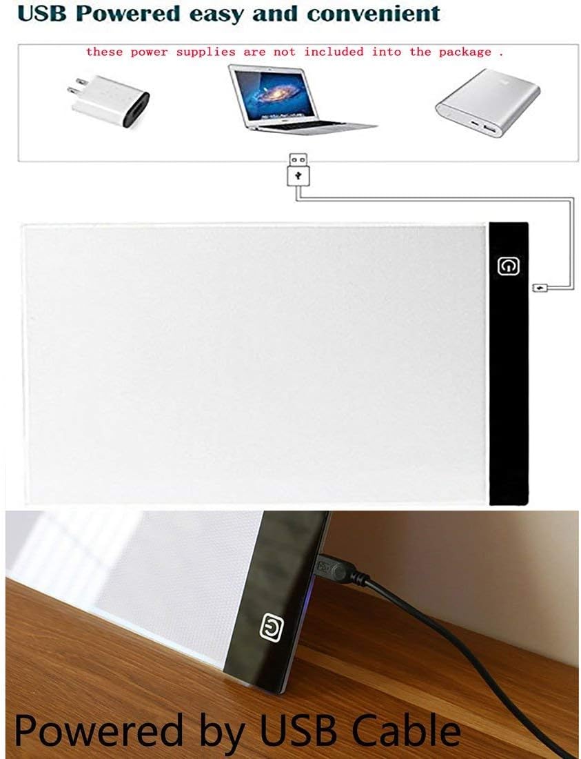Diamond Painting A4 Ultra-Thin Portable LED Light Box Tracer USB Power Cable Dimmable Brightness LED Artcraft Tracing Light Pad for Artists Drawing Sketching Animation Stencilling X-ray Viewing