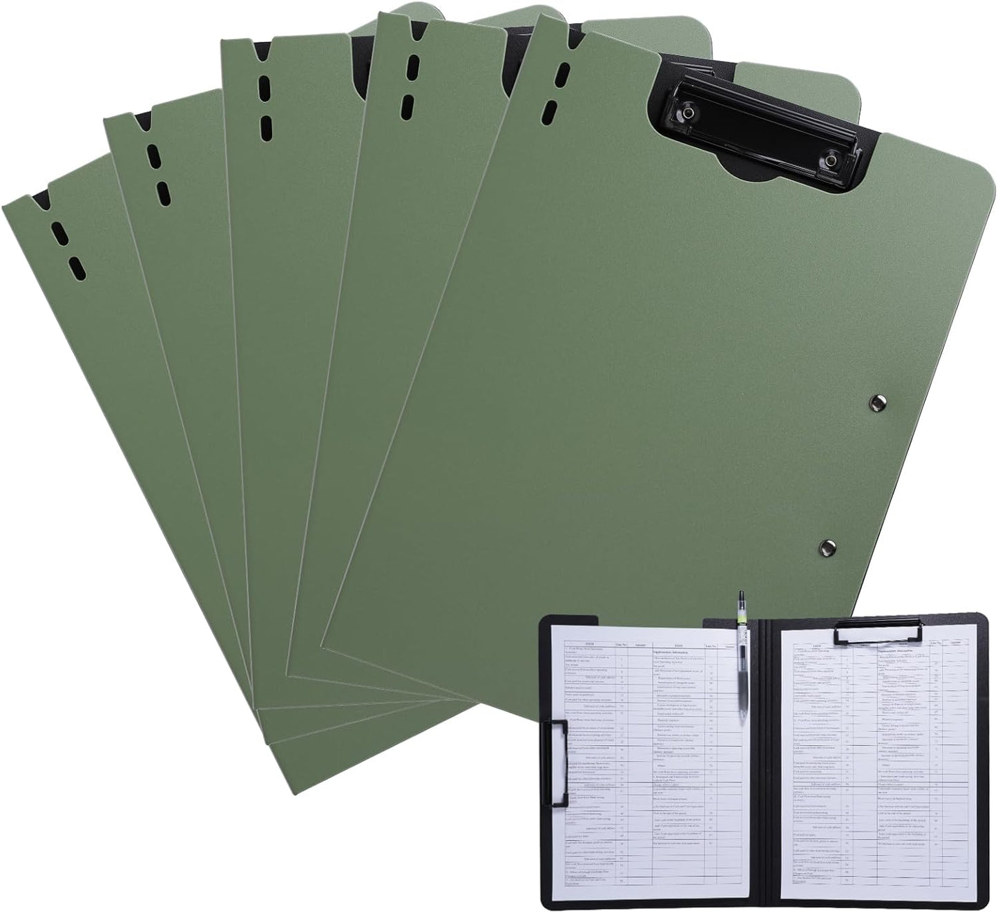 FRETONBA Clipboard Folder, A4 Foldable Clipboard with Horizontal and Vertical Double Metal Clips, 360 Degree Foldable Binder Clipboards with Pen Holder, File Cover Work Folder Clipboards, Blue