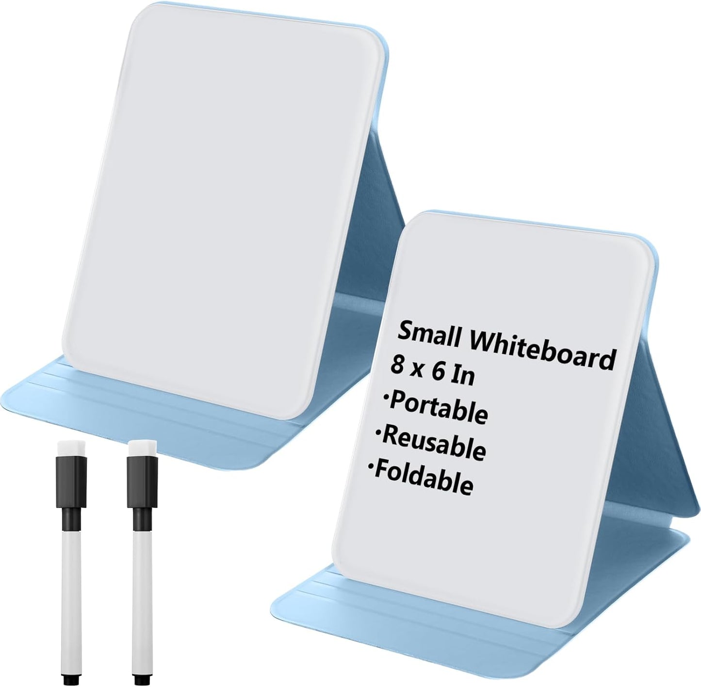 Dunzoom 2 Sets 4 Pcs Small Glass Desktop Whiteboard with Reversable Stand 8x6 Inch Mini Dry Erase White Board Easel with 2 Markers Reusable Desk Notepad for Home Office School Supplies (Pink,Green)