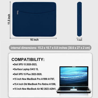 Laptop Sleeve Case 14 inch, Shockproof Protective Laptop Cover Briefcase Carrying Computer Bag with Accessory Pocket Portable Computer Sleeve for 14" MacBook, HP, Dell, Lenovo, Acer, Black