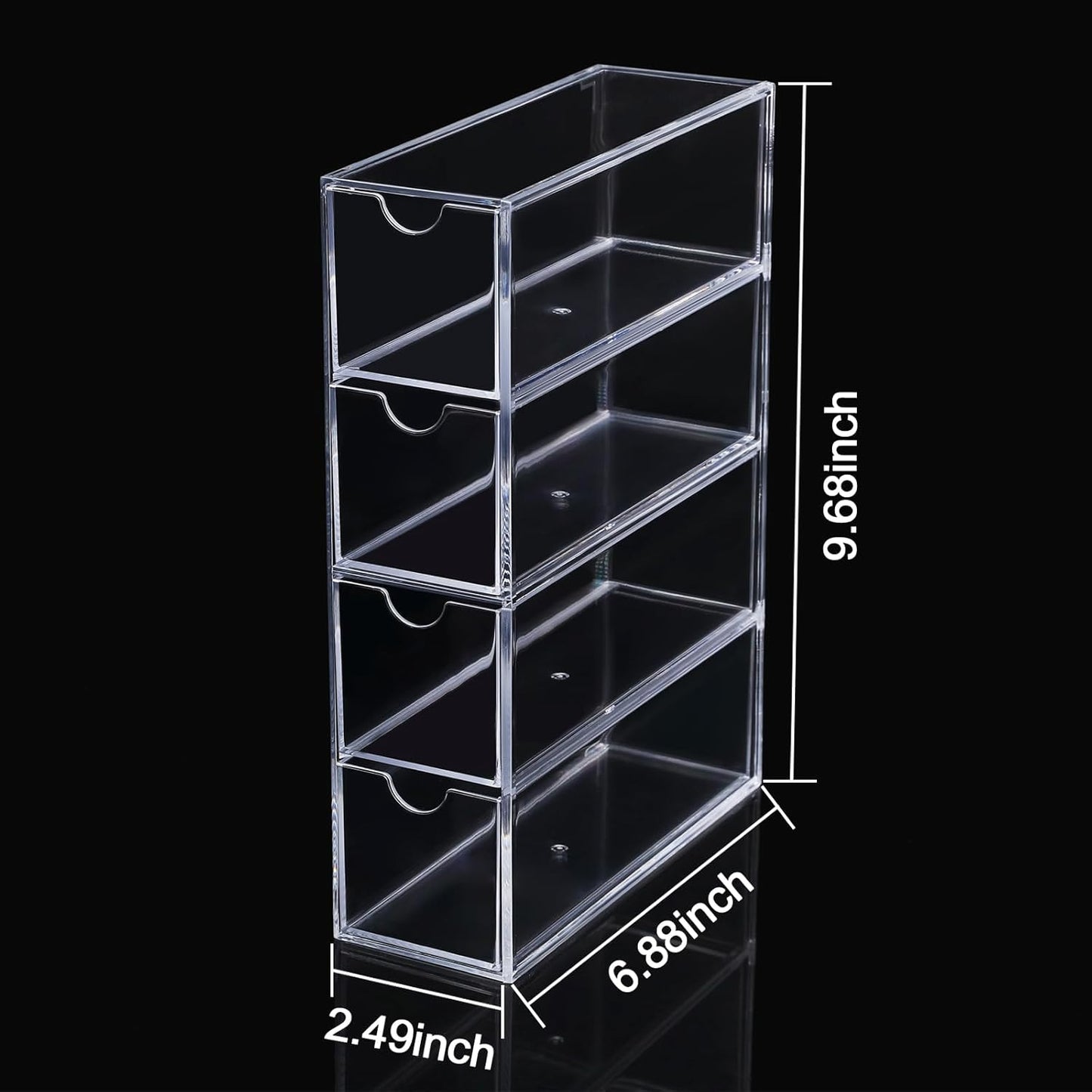 Acrylic Stackable Drawer Organizer with 4 Clear Drawers for Bathroom & Vanity Makeup Storage
