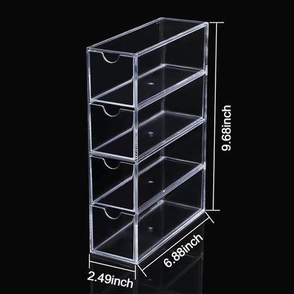 Acrylic Stackable Drawer Organizer with 4 Clear Drawers for Bathroom & Vanity Makeup Storage