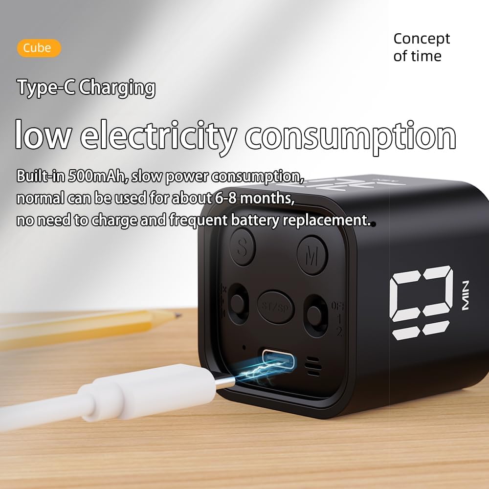 EooCoo Pomodoro Timer Cube, Cool Stuff Gadgets, Visual Timer with Gravity, Countdown 5/10/25/50 Min, Rechargeable Productivity Tool for Office, Classroom, Kitchen, Gym, Yoga, College School Supplies