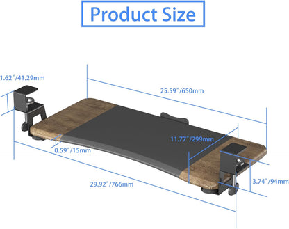 suptek Keyboard Tray Under Desk Pull Out with C Clamp Mount, Computer Keyboard & Mouse Tray, 25.6 (30 Including Clamps) x 11.8 inch Slide-Out Platform Computer Drawer for Typing, Black, DSF1