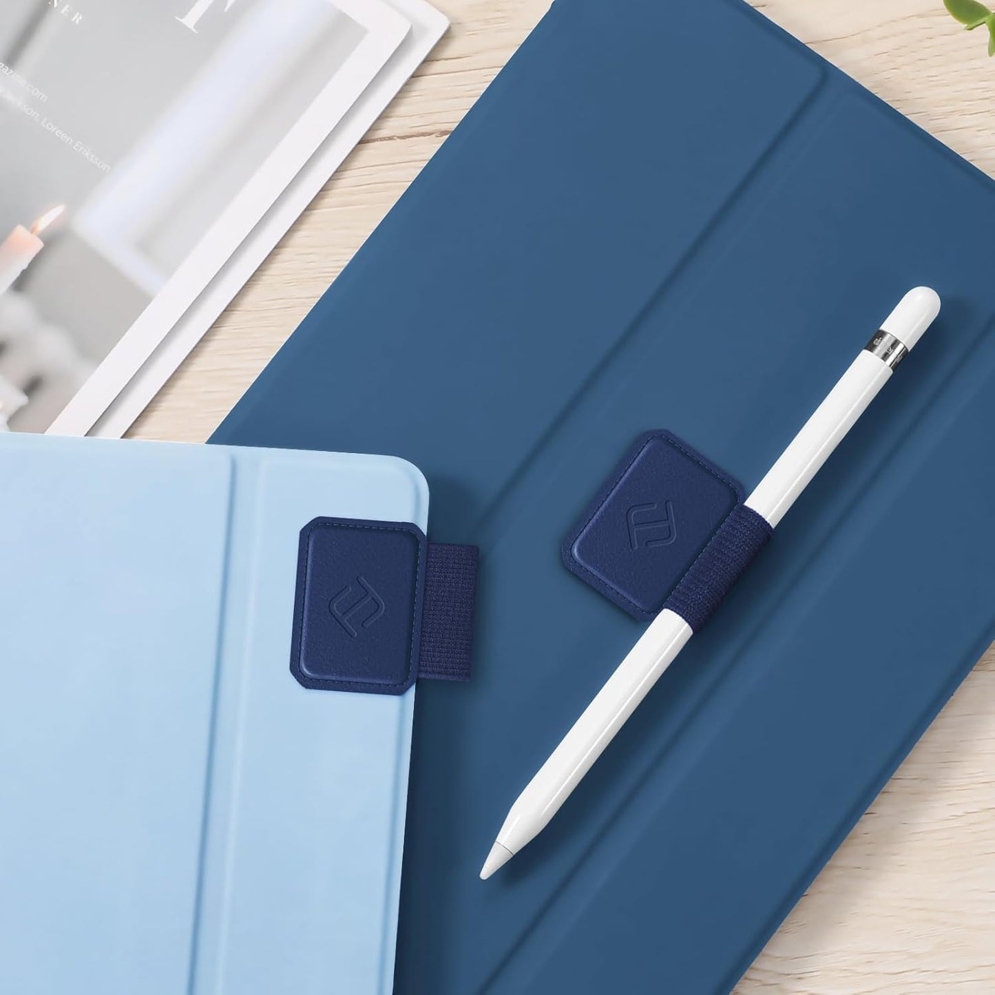 Fintie 4 Pack Pen Loop Holder for Apple Pencil Pro, Apple Pencil (USB-C / 1st / 2nd Generation) and Stylus Pens, Elastic Adhesive Leather Sleeve Attached to Cases, Black
