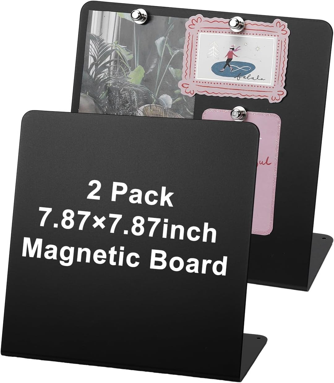 UCEC Metal Magnet Board, Magnetic Bulletin Board, Magnetic Display Board with Stand, Double-Sided V-Shaped Memo Board Easel for Magnet, 11.8"x10" Black Desktop Tabletop Display for Home Office Kitchen
