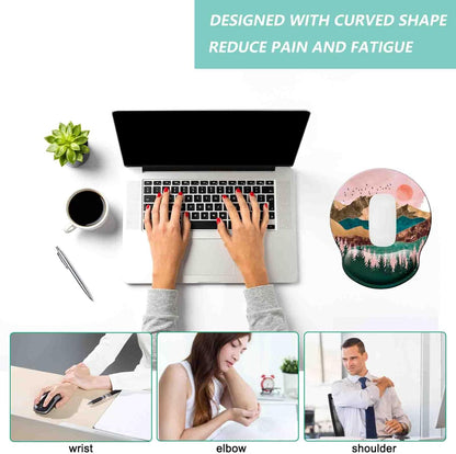 Mouse Pad with Wrist Support, Ergonomic Mouse Pad with Memory Foam Wrist Rest Cushion, Non-Slip Rubber Base Gaming Mice Pad for Home Office Computer Laptop, Flowers Grass