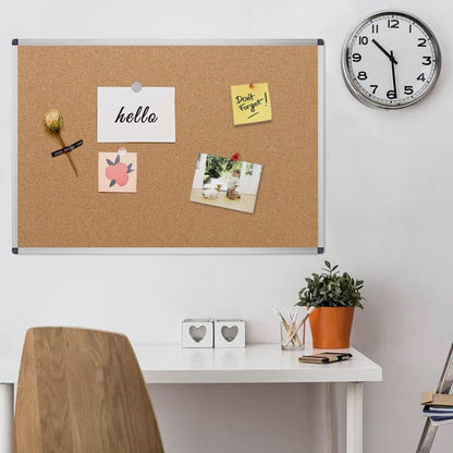VIZ-PRO Cork Notice Board, 36 X 24 Inches, Silver Aluminium Frame